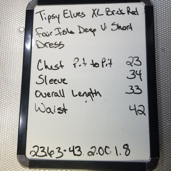 Tipsy Elves XL Sweater Dress Red Fair Isle Deep V-Neck Long Sleeve Soft Holiday - Picture 9 of 9